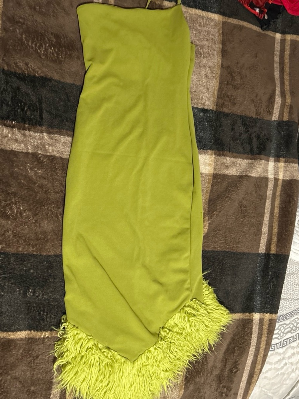 H&M Lime Green Feather Trim Clutch